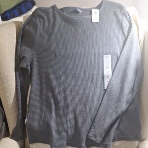 Old Navy Dark Gray Ribbed Crew Neck Sweater